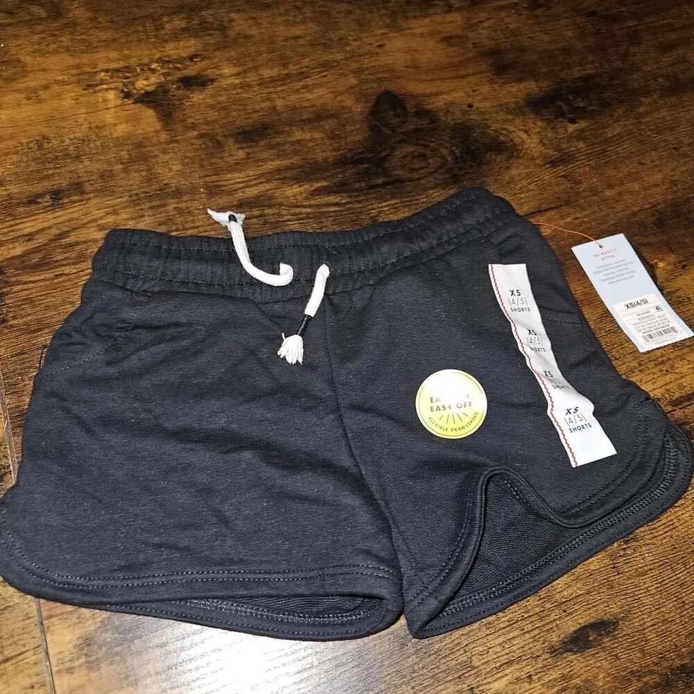 (205) Cat & Jack Kids Black Drawstring Shorts XS 4/5